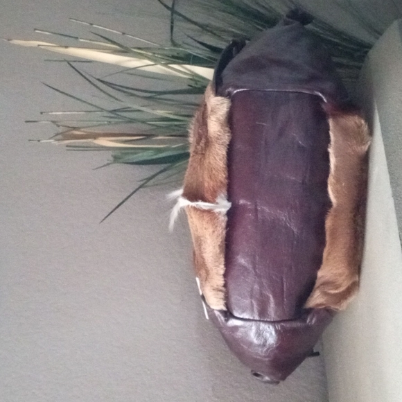 New! FASHION SENSITIVE PLANET African Springbok Fur Large Satchel Shoulder Bag - Picture 6 of 10